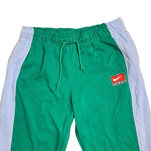 Nike Sweatpants WMNS XL Green Colorblock Tapered Fleece Sporty Swoosh Activewear - Picture 11 of 11